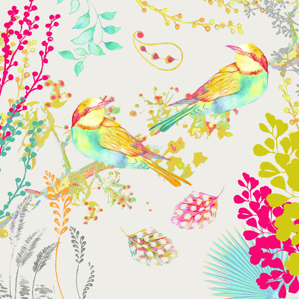 Bee Eaters Chalk cushion print