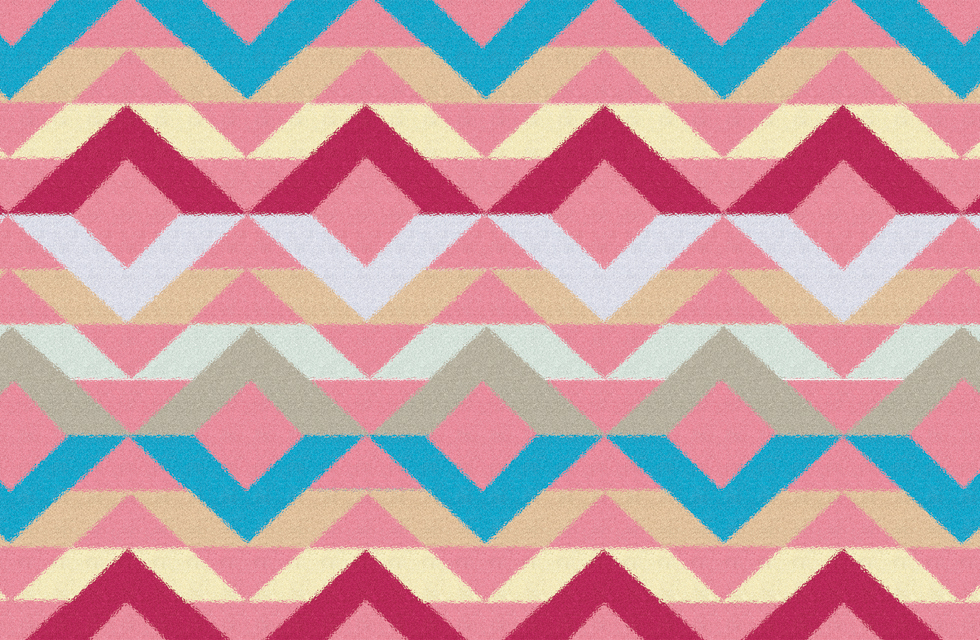 Pendleton-inspired Navajo blanket weave surface pattern design in tossed repeat layout