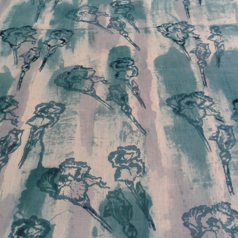 irises on dye texture floral rain