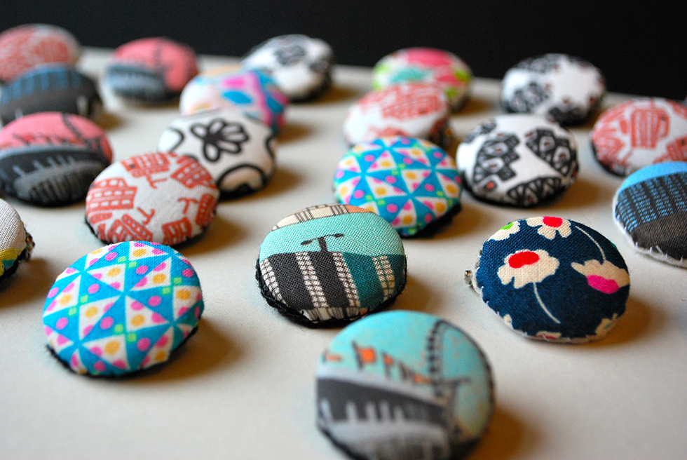 Made By Mrs M Button brooches