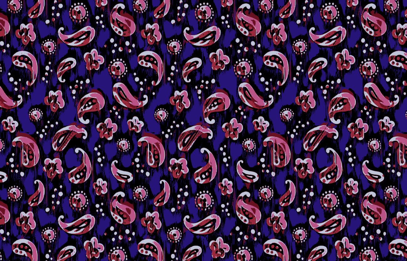 Tossed surface pattern design with evenly distributed motifs in a seamless repeat